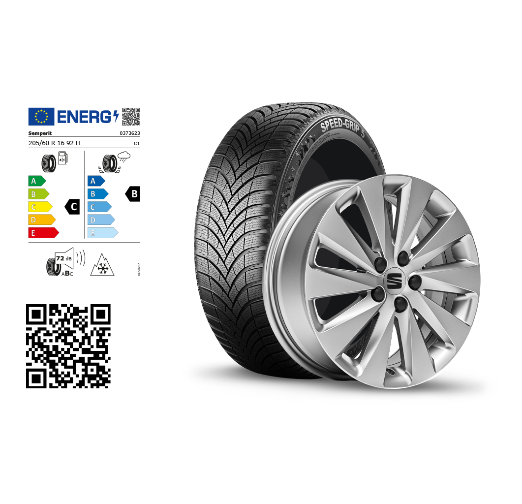  SEAT Original Winter-Komplettrad mit Felge und Winterreifen.