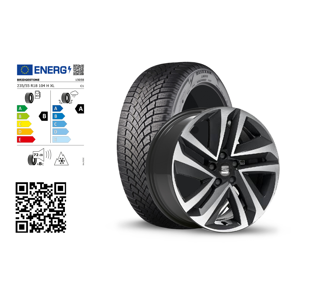  SEAT Original Winter-Komplettrad mit Felge und Winterreifen.