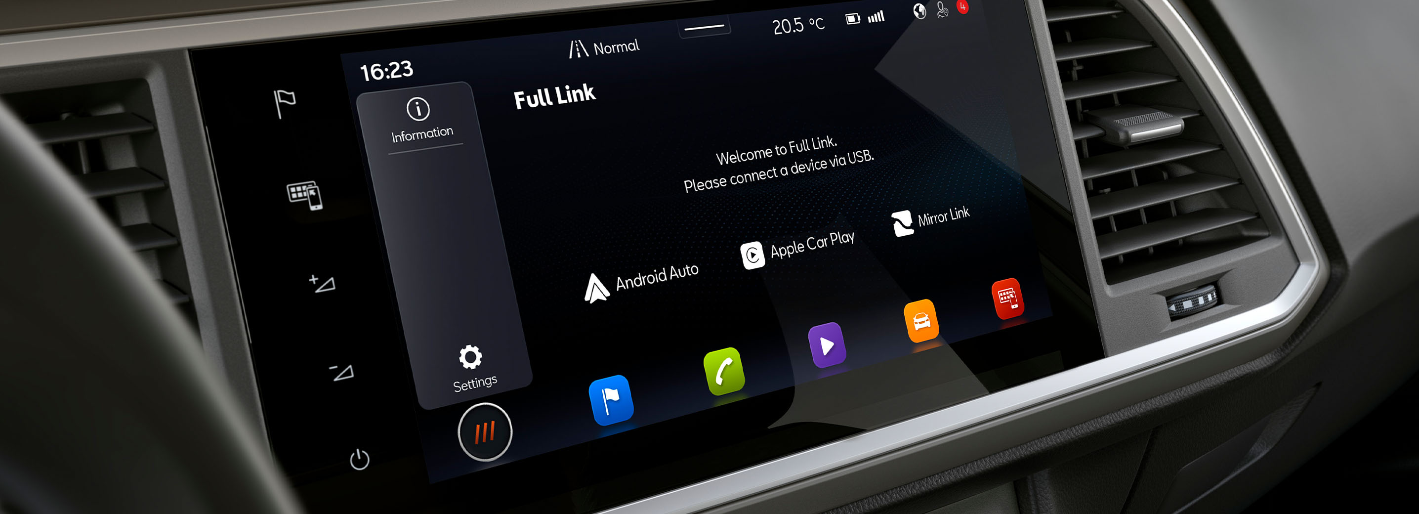 Infotainment-Display des SEAT Ateca mit Full Link und App-Symbolen