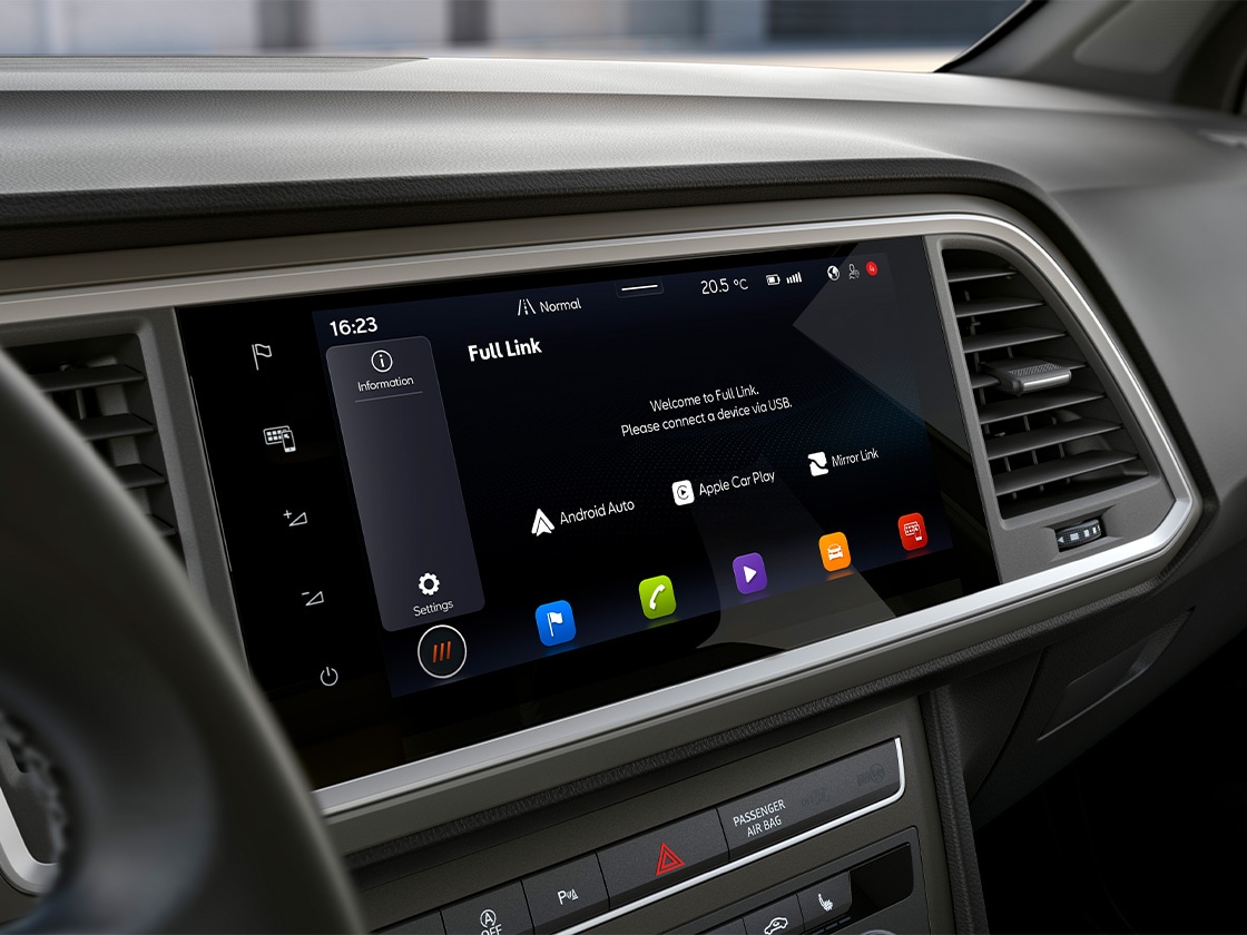 Infotainment-System des SEAT Ateca mit Full Link Startbildschirm