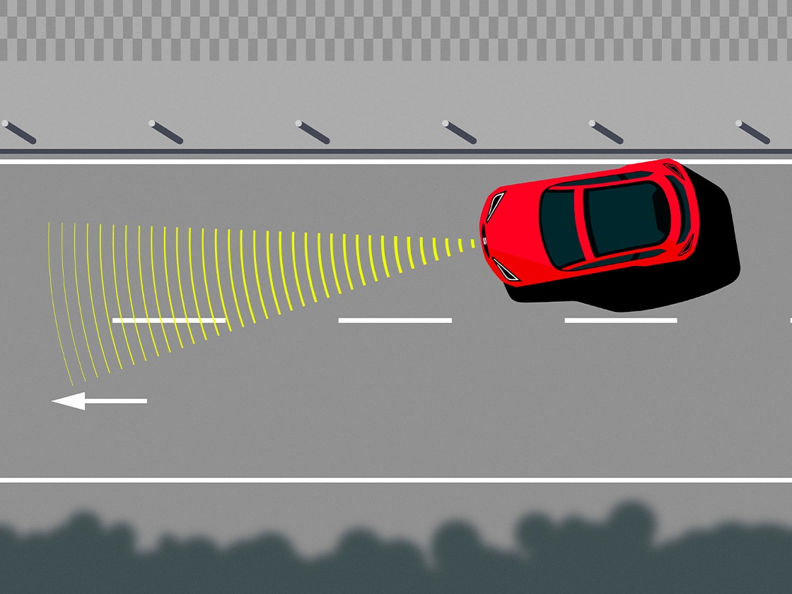 Illustration zeigt die Funktionsweise des Lane Keep Assistant.