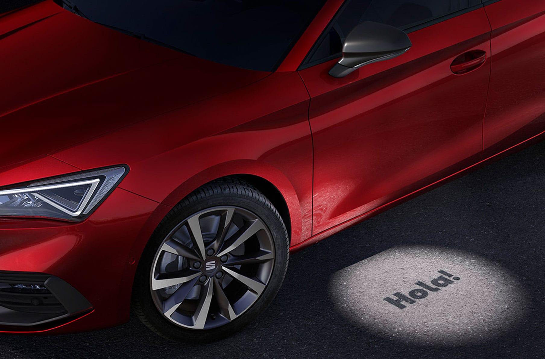 Roter Seat Leon mit dynamischem LED Scheinwerferlicht