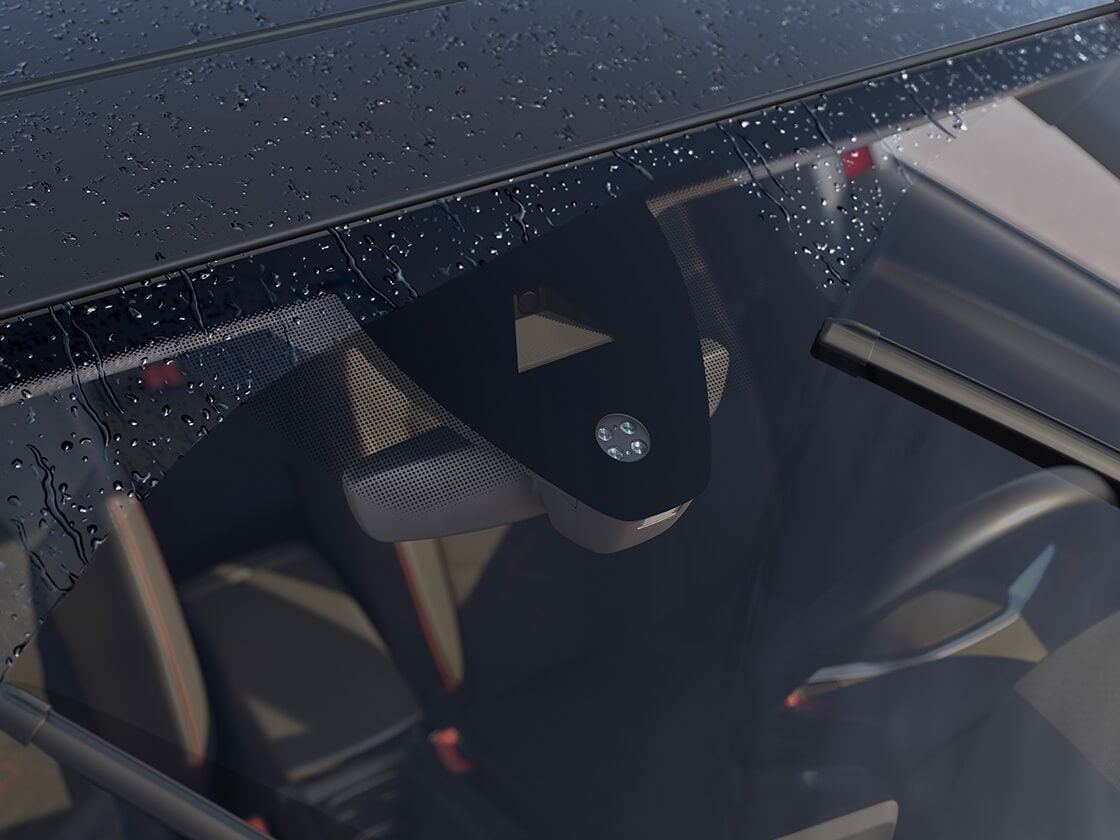 Detailaufnahme des SEAT Leon Licht- und Regensensors. 