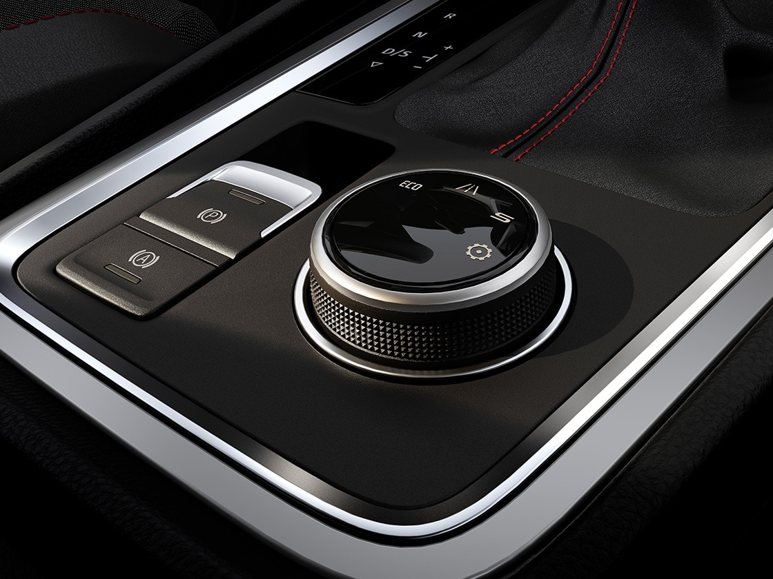 Mittelkonsole des SEAT Ateca mit Drehregler für Fahrprofile