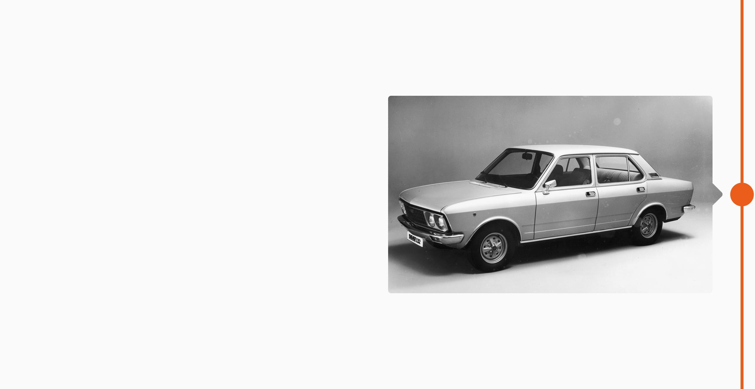 SEAT Markengeschichte 1973 - Autogeschichte Schwarz-Weiß-Foto SEAT 132 Limousine