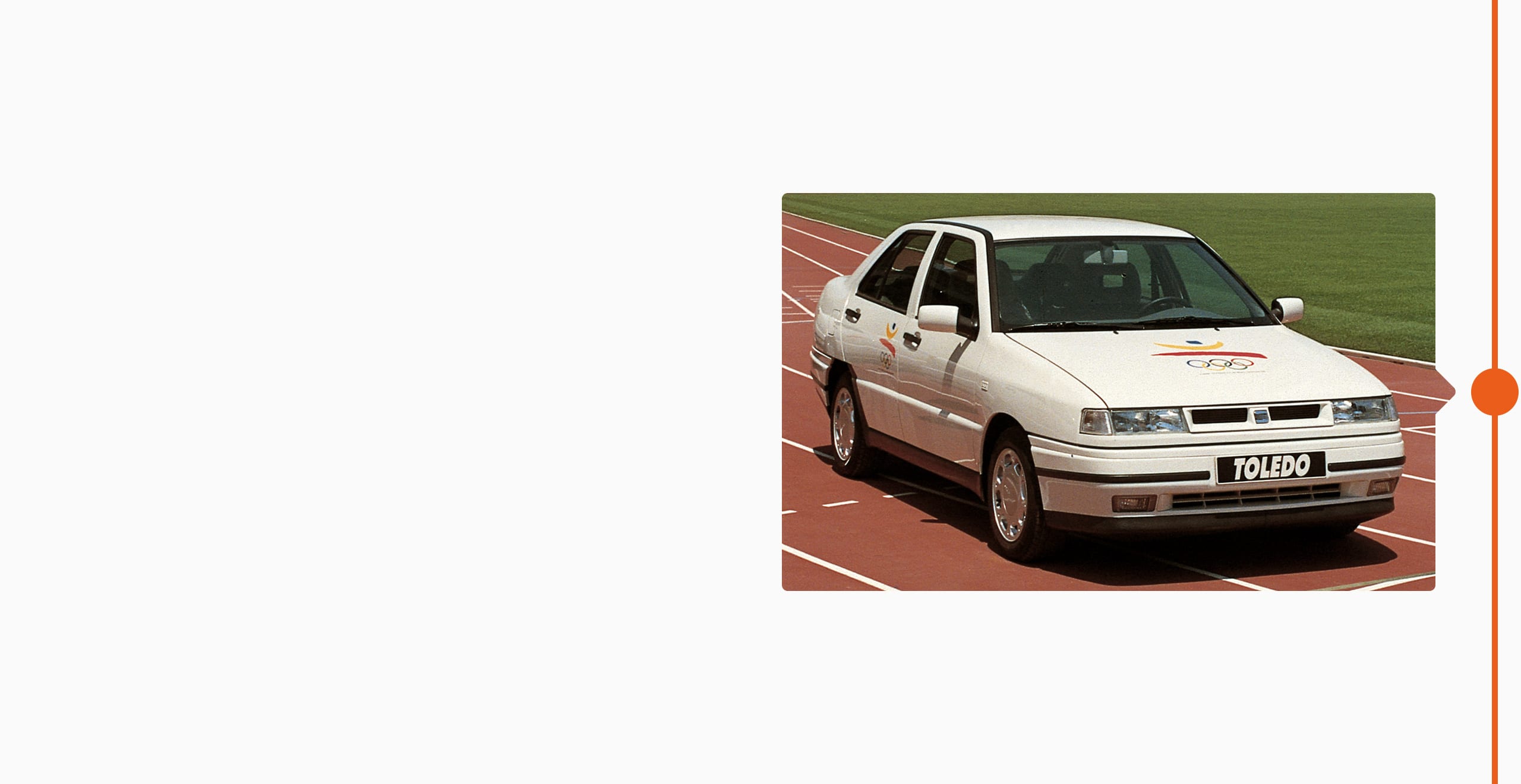 SEAT Markengeschichte 1992 - Olympische Spiele 1992 Partner SEAT Toledo auf Leichtathletikbahn